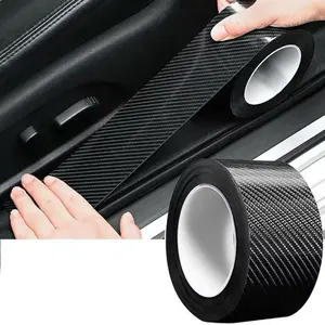 Car Sill Protectors Strips Car Door Edge Guards Carbon Fiber Vinyl Wrap Film Threshold Paint Protection Scuff Plate Anti-Collision Scratch Cover Universal for Most Vehicles