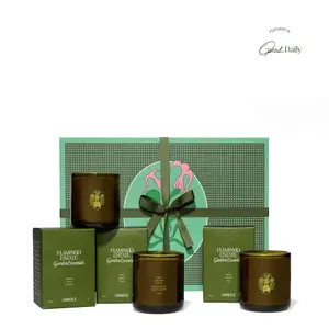 Flamingo Estate Garden Essential Candle Set in Green - Roma Heirloom Tomato, Climbing Tuscan Rosemary & Adriatic Muscatel Sage Candles