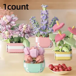 Creative Building Blocks Flower Pot, 1 Box Succulent Bonsai Building Blocks, Assembling Model, Desktop Decoration, Building Blocks, Assembling Toys, Puzzle Toys