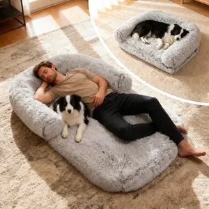 71"x43"x9" Dog Beds for Large Dogs, Foldable Plush Washable Dog Bed for People Doze Off, Orthopedic Dog Beds for Humans Size