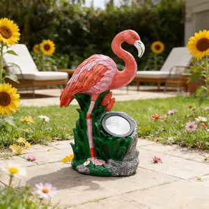 Standing Flamingo Shaped Statue Ornament, Whimsical Solar Flamingo Statue, Outdoor Garden Ornament, Courtyard Ornament, Lawn Ornament, Holiday Gift