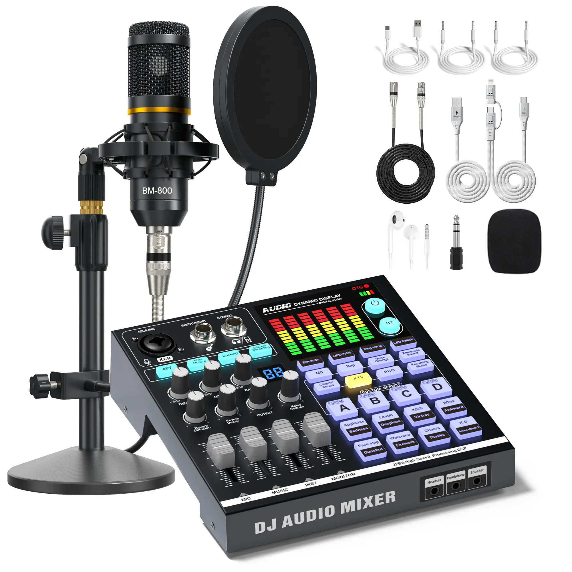 Bonkyo Newly SN800 Sound Card + BM800 Mic Black Live Radio Special