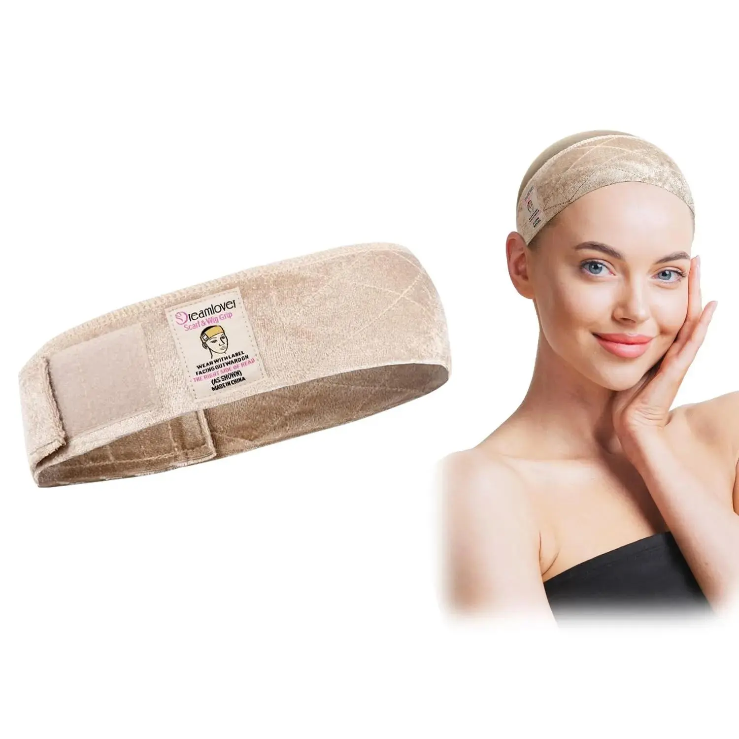 Velvet Wig Grip Band - Adjustable Non-Slip Headband for Secure Wig and Hat Hold