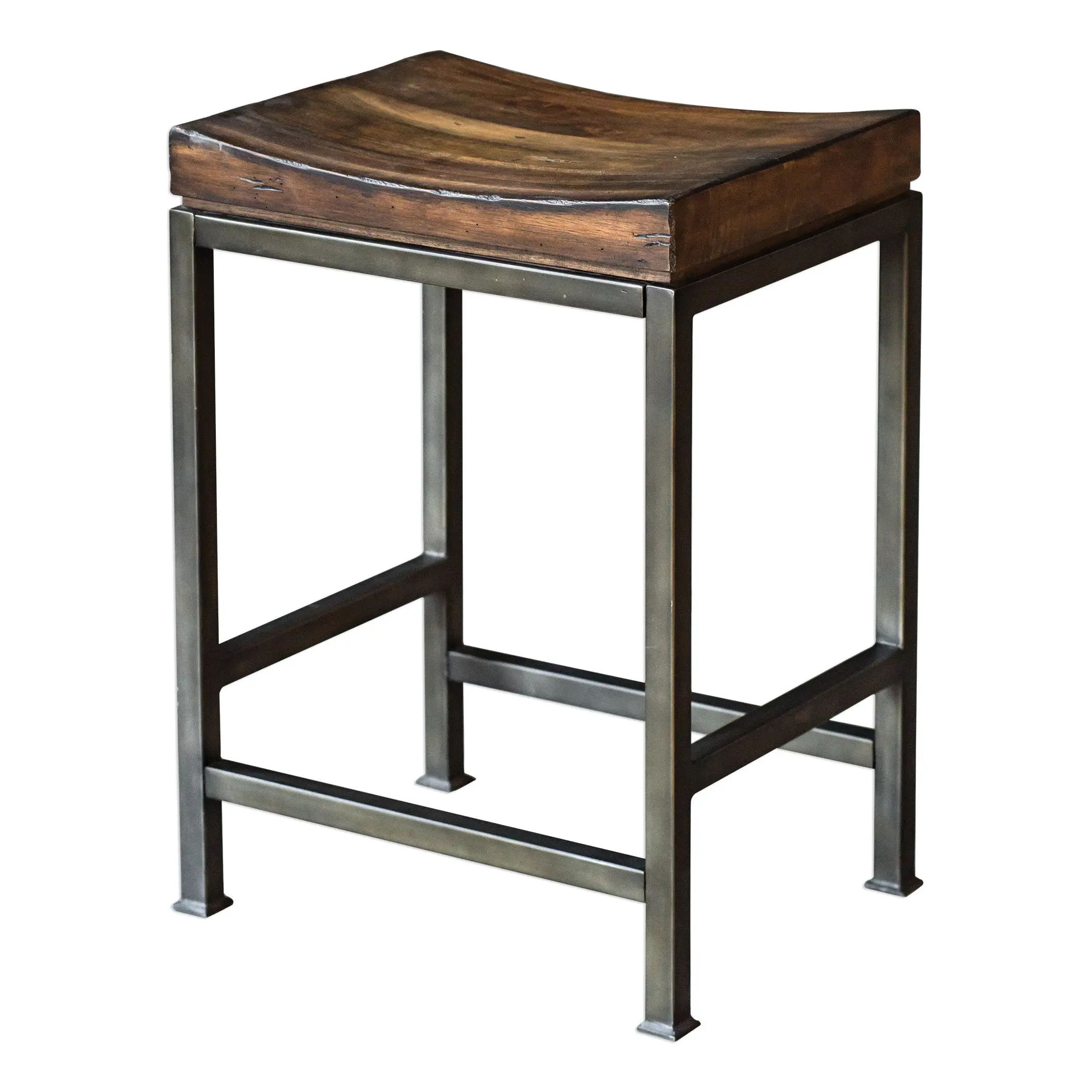 Uttermost Beck Wooden Bar Stool – Modern 24" Tall Counter Seating