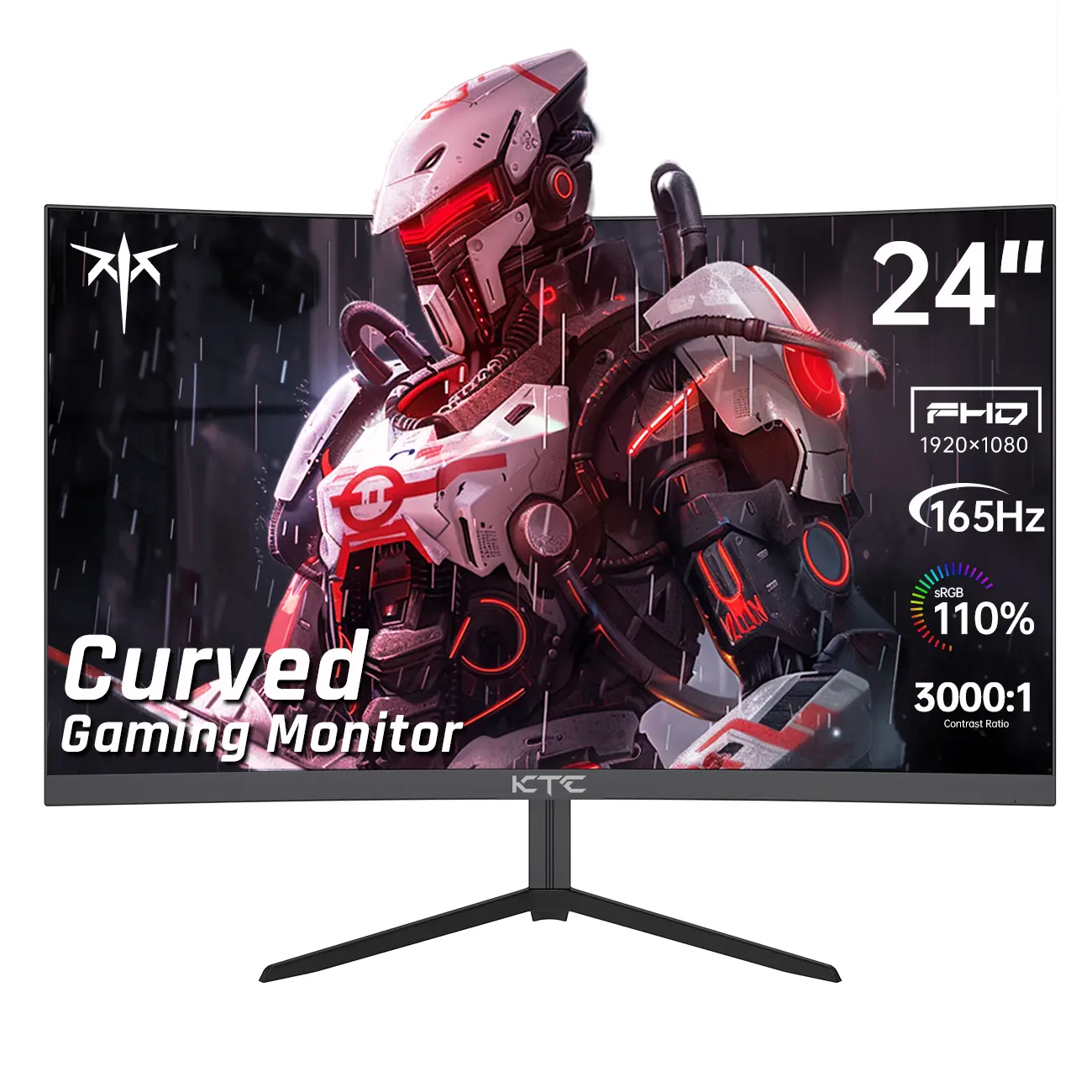 KTC 23.6" FHD Curved Gaming Monitor - FHD Screen, 1080P, Native 165Hz (OC 180Hz), 1500R, Frameless, Adaptive-Sync, 99% sRGB, 3000:1 Contrast, HDMI, DisplayPort, Wall-Mountable, Tilt-Adjustable, Desktop Computer Monitor H24S17