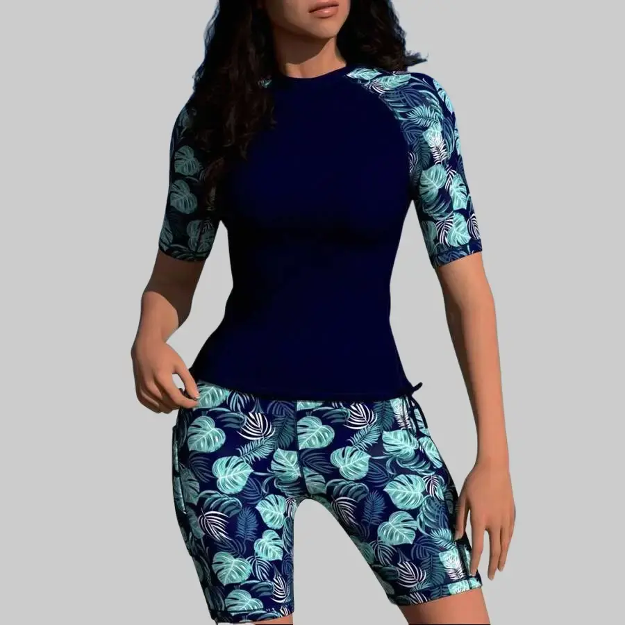 Women's 2-Piece Competitive Racing Training Swimsuit, Athletic Tankini Set with Solid Color Patchwork Look, Slimming Cut, Mid Waist Line & Regular Length - For Lap Swimming & Water Sports, Tankini Swimsuits Set, Bathing Suit