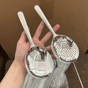Stainless Steel Large Round Spoons Set, Cutlery Utensil Sets, Commercial and Home Kitchen Utensils, Heat Resistant Short Handle, Easy Clean, Restaurant Use, Stainless Steel Cutlery