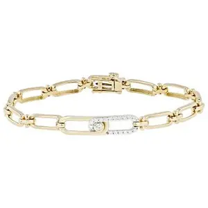JTV Round White Lab-Grown Diamond F-G SI 14K Yellow Gold Over Sterling Silver Bracelet 0.25ctw