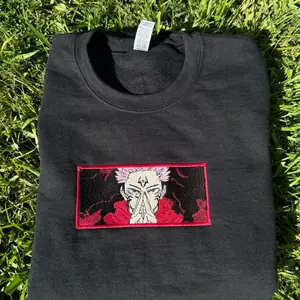 Sukuna  jjk Anime Sweatshirt - Handmade Embroidery Crewneck for Versatile Wear
