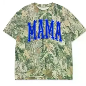 Camo Mama Graphic T-Shirt, Real Tree Camouflage Varsity Tee, Southern Country Mom Gift, Casual Streetwear Apparel, Trendy Mother's Day Top