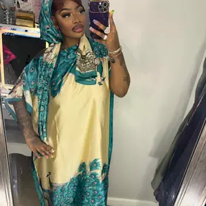 Women's Peacock Print Cape Shawl & Scarf Set, Elegant Beach Cover-Up For Holiday Vacation, Swimsuit Cover Up