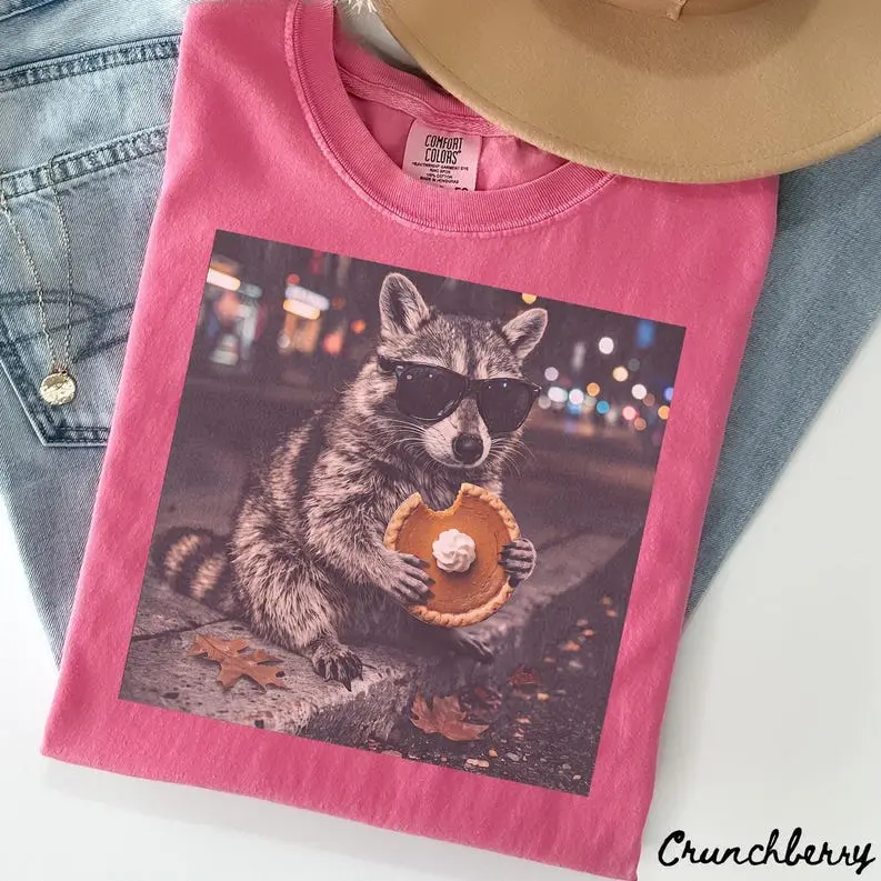 Comfort Colors Pumpkin Pie Raccoon TShirt, Thanksgiving Food Lover ...