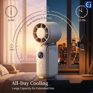 Stay Cool Anywhere! 5-in-1 Magnetic Fan with Smart Display – Clip, Rotate 350°, Wear on Neck/Waist – Ideal for Commute, Office, Camping – Black/White