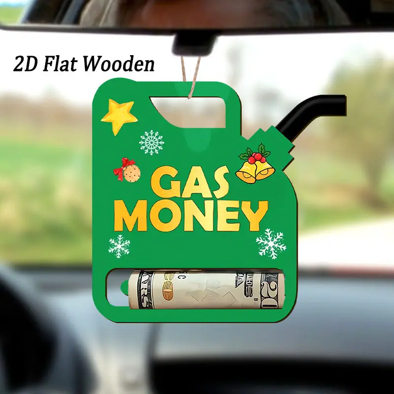 2Pcs Christmas Couple Gift - Gas Money Themed Wooden Money Holder, Ideal Holiday Decoration, Perfect for Christmas, Thanksgiving, and New Year! Funny Gag Gift, Quirky Gift, Humorous and Fun