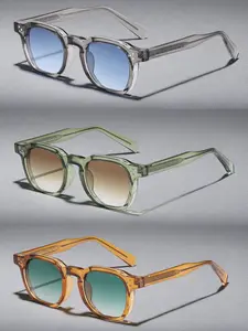 Unisex Vintage Trendy Full Rim Sunglasses, Retro Tinted Lens Sunglasses, Fashionable Sunglasses for Men & Women for Everyday Use, Trendy Casual Sunglasses