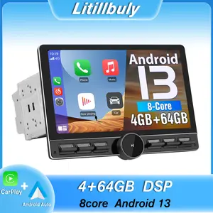 Car Radio Stereo with 10.6-Inch Double-DIN Rotatable Touchscreen, Bluetooth/4G/GPS/FM/AMRadio Receiver, Wireless CarPlay & Android Auto