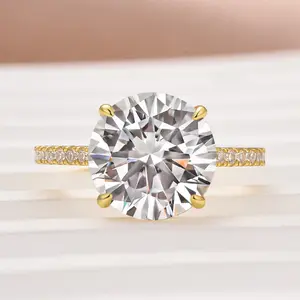 MAXINEJEWELRY 4.0ct Round Cut Synthetic Moissanite Solitaire Engagement Ring - Women's Promise Ring for Proposal, Wedding, Daily Wear