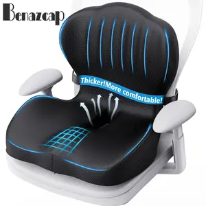 Benazcap Memory Foam Seat Cushion with Lumbar Support Pillow for Office Chair, Car & Gaming Seat, Wheelchair, Ergonomic Design for Sciatica & Tailbone Pressure Relief