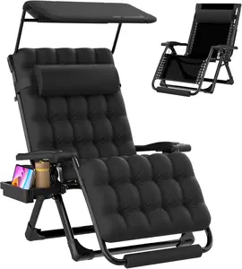 Slendor XXL Zero Gravity Chair with Canopy – 33" Oversized Lounge Chair with Removable Cushion & Headrest, Upgraded Lock and Footrest, Folding Reclining Patio Recliner for Indoor/Outdoor Use