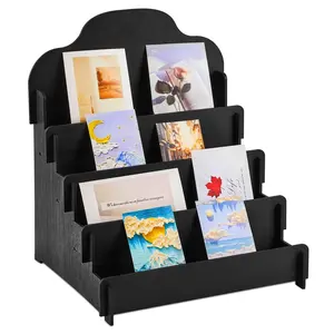 Wooden Greeting Card Display Stand, Multi-Layer Desktop Base, Portable Storage, Desk Organizer, Fits Postcards Photos Stickers Hair Clips Business Cards, Business Card Holder
