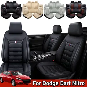 For Dodge Dart 2013-2016/ Nitro 2010-2020 Car 5 Seat Covers with Storage Bag, Premium Leather Front & Rear Full Set Seat Covers Cushion Protector Pad Mat Non-Slip Waterproof, Split Rear Benches Auto Interior Decoration Accessories