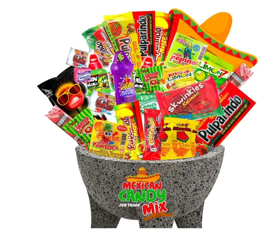 Candy Mexican Candy Mix Assortment Snack (42 Count) Dulces Mexicanos Variety Of Best Sellers Spicy, Sweet, and Sour Bulk candies, Includes Luca, Pelon, Pulparindo, Rellerindo, Bonbon Assorted bean boozled lollipop plays music skittle lollipop plays music