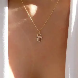 Sterling Golden Hand Necklace For Women Filled Personality Full Hand Pendant Necklace For Women