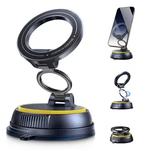 New magnetic attraction Phone Holder, 360 Vacuum Car Phone Holder, Suction Phone Mount with One-Step Lock, Retractable, Compact & Stable Design, Car Accessories - Powerful Hold