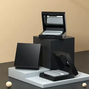 Oil Absorbing Blotting Sheets with Powder, Black Magnet 2-in-1 Face Oil Control, Mirror Puff & Refillable Compact Case 450 Sheets (1 Box + 2 Refills)