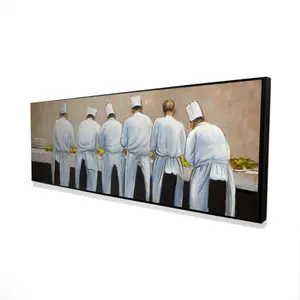 Begin Home Decor 2081-1648-GA49 16 x 48 in. Cooks Chefs Working Together Framed Canvas - Kitchen Decor
