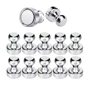 Strong Magnet, Thumbtack Magnet, Refrigerator Magnet, Brushed Nickel Magnets, Ideal for Whiteboards, Refrigerators, Kitchens, Offices, Schools-MM1