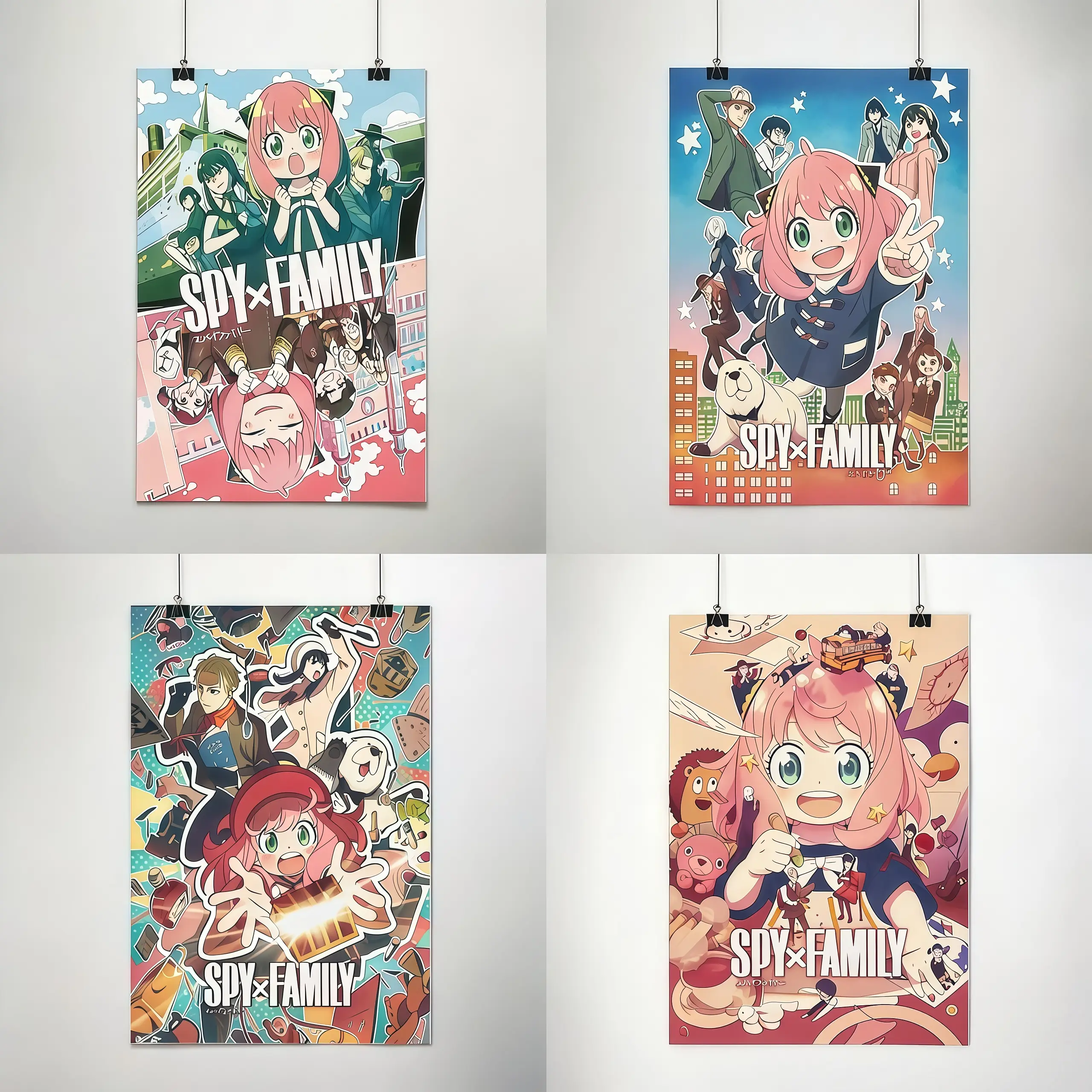 [No Frame] Spy x Family Full Cast Poster Set, HD Printing Vibrant Fade-Resistant Lightweight Prints, Anya Loid Yor Bond Artwork, Bedroom-Nursery Wall Decor Gift for Anime Fans