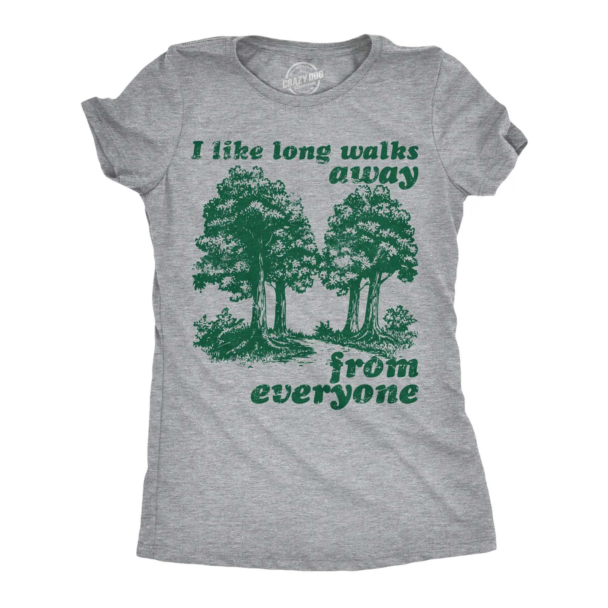 Womens Funny T Shirts I Like Long Walks Away From Everyone Sarcastic Graphic Novelty Tee for Ladies Funny Womens T Shirts Cute Vintage Fashion Casual Ladies T-Shirt Gift Sarcastic Tops for Women Funny Introvert Light Grey