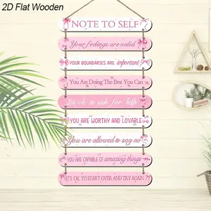 1set Inspirational Wooden Hanging Sign - 'Note To Self' Self-Care Quotes, Mindfulness Wood Sign for Home Office Bedroom Decor, Mental Health Awareness Therapy Office Gift