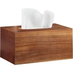 Tissue Box Cover,Acacia Wood Tissue Box Cover Rectangle with Slide-Out Bottom,Wooden Decorative Cube Facial Tissue Holder/Organizer/Dispenser for Bathroom,Office Desk & Bedroom Decor