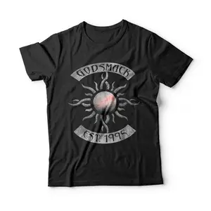 Godsmack – Legends Sun Rocker On Navy T-Shirt Breathable Casual Crewneck Graphic Peak Design