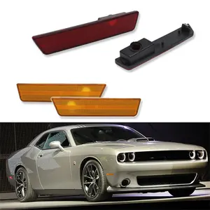 4PCS OE-Style Lens Front & Rear Side Marker Light Housing For Dodge Challenger 2008 2009 2010 2011 2012 2013 2014 Replace OEM 68043394AA CH2555100 REPD104501 68043395AA, 68039504AA 68039505AA