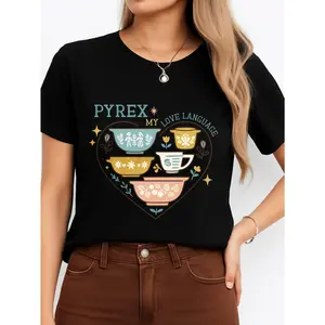 Pyrex Love Language T Shirt Black Casual Wear Personalized Unisex Women's Top Summer Comfortable Breathable Short Sleeve Tee Suitable For All Outfits Made In Usa