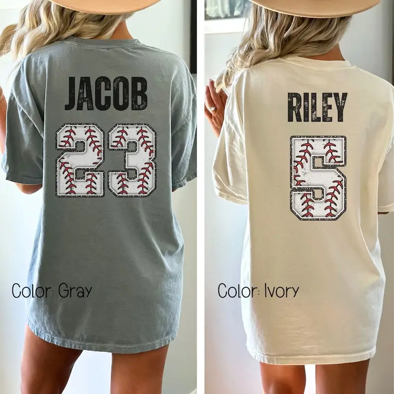 GENERIC Women's Casual Lady Round Neck Custom Baseball T-Shirt - Personalized Numbers, Comfortable Fabric, Flattering Fit