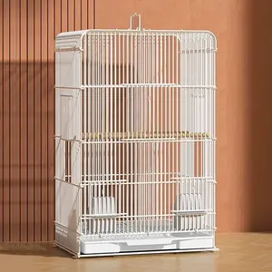 Household Bird Cage Impact Resist Wrought Iron Bird Cage Removable Tray Portable Parrot Cage for Indoor Outdoor Home Bird Feeding