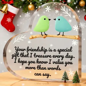 Sea Glass Blue Bird Crystal Acrylic vintage plaque decor Gift Funky Female Friendship Gifts - Christmas Gifts, Thank You Gifts, Friends Birthday Gifts, New Year's Gifts, Bachelorette Party Favors