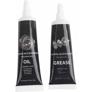 Fishing Reel Lubrication Kit, Maintenance Oil & Grease Set, Suitable for Spinning and Low-Profile Reels (Black)