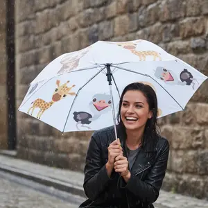 Baby Animal Print Umbrella - Cartoon Foldable | Kids