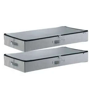 Under Bed Storage 45L Stackable Shoes Organizer Box With Clear Lid, 2 Pack, Space-Saving Underbed Shoe Storage Container For Sneakers And Boots, Clear Lid For Easy Visibility, Durable Construction, Stackable Design