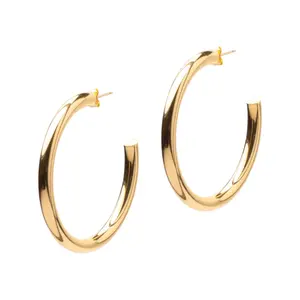 Eternal Glow Hoops, 18K Gold Plated, Solid Copper Jewelry Earrings, Gold Plated Brass Earrings Jewelry, Simple Gold Hoop Earrings