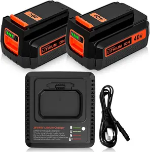 2Pack 3000mAh Replacement for Black and Decker 40V Battery Lithium and Charger Compatible with LBX2540  Tools