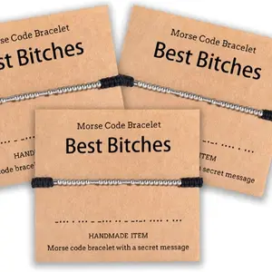 Best Bitches Morse Code Bracelet Best Friend Gift for Women Funny Friendship Gift 2/3 PCS Christmas Friends giving Valentines Day Gift