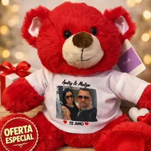 Personalized Teddy Bear with Photo & Message, initials in the heart , perfect valentines gifts. IT WILL ARRIVE AFTER VALENTINE'S DAY. Send photo, names and text for personalization. Enviar foto, nombres y texto para personalizar
