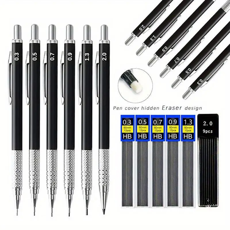 Mechanical Pencil & Pencil Lead Set, Art Sketching Drawing Automatic Pencil & Pencil Lead Set, Office Writing Stationery Supplies