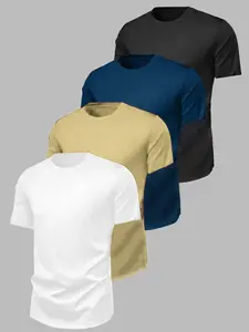 Summer Men's Solid Color Sporty Short Sleeve T-Shirt, Activewear T Shirt, Athletic Breathable Quick-Dry, Casual Loose-Fit, Ideal for Running and Daily Wear
